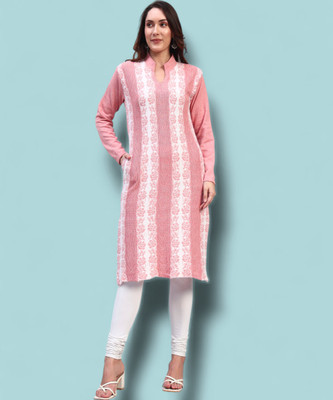 DECANTER Women Printed Straight Kurta(Pink)