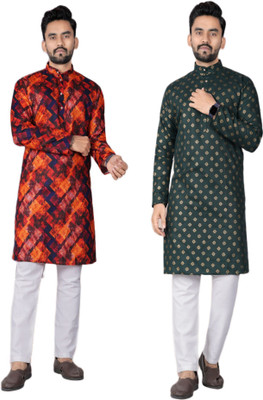 DHASU TRENDZ Men Printed Straight Kurta(Multicolor)