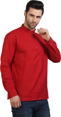 Life Roads Men Solid Straight Kurta(Maroon)