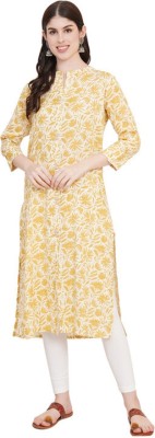 Classy Plus Women Printed A-line Kurta(Yellow, White)