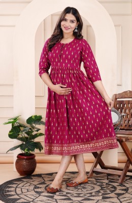 yashvi fab Women Printed Anarkali Kurta(Pink)