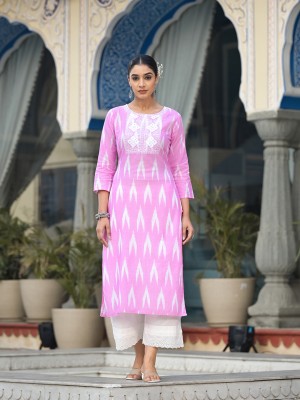 Varanga Women Dyed/Ombre Straight Kurta(Pink)