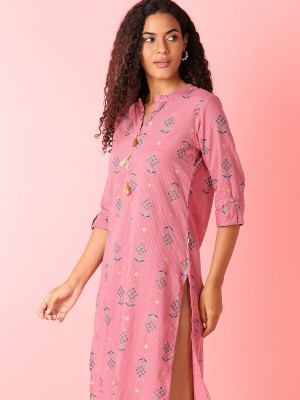 UNLIMITED Women Printed A-line Kurta(Purple)