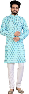 PARALLEL TIMES Men Solid Straight Kurta(Light Blue)