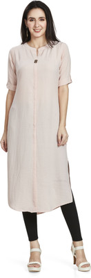 Nioni Women Solid Straight Kurta(Beige)