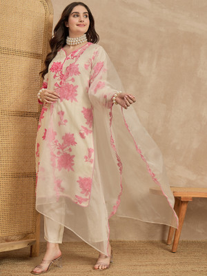 ANJIR Floral Print Kurta, Trouser/Pant & Dupatta Set