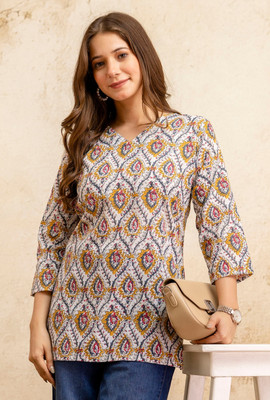 Surhi Women Printed Straight Kurta(Beige)