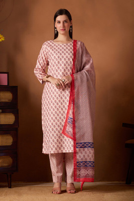 KALEE Women Floral Print Straight Kurta(Pink)