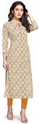 Shree Shyam Traders Women Floral Print A-line Kurta(Beige)