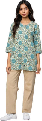 Pehla Nasha Women Floral Print Straight Kurta(Blue)