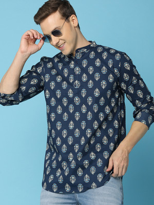 V-MART Men Printed A-line Kurta(Blue)