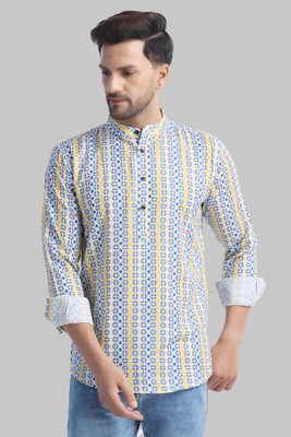 Voroxy Men Printed Straight Kurta(Green)