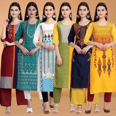 1 Stop Fashion Women Printed Straight Kurta(Multicolor)