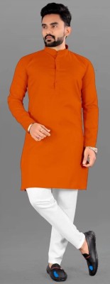 Ladies Haat Men Solid Ethnic Dress Kurta(Orange)