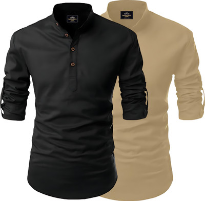KASHIBAA Men Solid Straight Kurta(Multicolor)