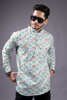 Nnc Men Floral Print Straight Kurta(Multicolor)