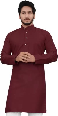 DHASU TRENDZ Men Solid Straight Kurta(Maroon)