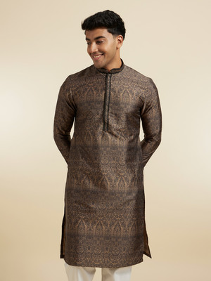 DIWAS by Manyavar Men Printed Straight Kurta(Green)