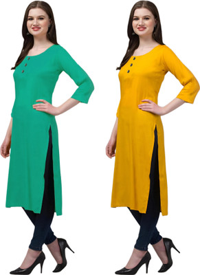 Coft Women Solid Straight Kurta(Multicolor)