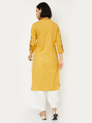 MAX Women Self Design A-line Kurta(Yellow)
