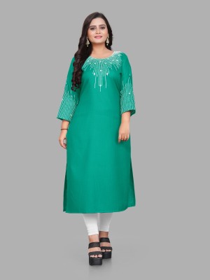 Fashion Naaree Women Embroidered Straight Kurta(Dark Green)