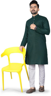 GALAQUEEN Men Solid Straight Kurta(Dark Green)
