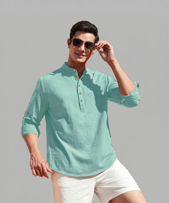 DiAsh Men Solid Straight Kurta(Light Green)