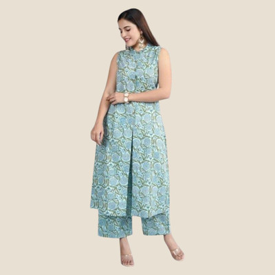 HouseOfCommon Women Solid Straight Kurta(Blue)