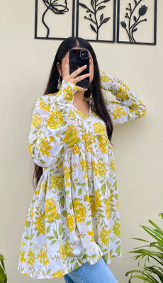 METRONAUT Casual Printed Women Yellow Top