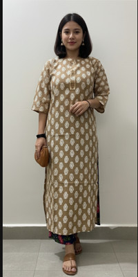 RIDDHI Women Printed Ethnic Dress Kurta(Brown)