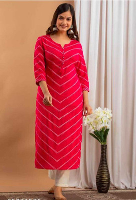 aayu fashion Women Printed Straight Kurta(Pink)