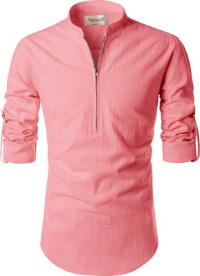 StyleBuzz Men Solid Straight Kurta(Pink)