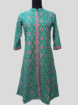 MISS FABRIC Women Ikat, Printed A-line Kurta(Green)