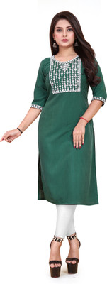 HARISH TEXTILE Women Embroidered Straight Kurta(Green)
