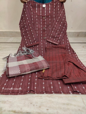 A A Collection Women Striped A-line Kurta(Maroon)