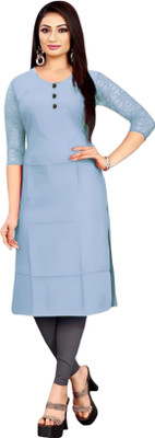 Coft Women Solid Straight Kurta(Blue)