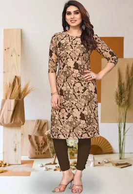 B K CREATION Women Printed A-line Kurta(Brown)