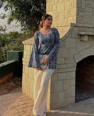 Funish Fashion Women Printed A-line Kurta(Grey)
