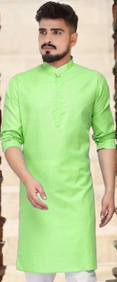 Rashmicreation Men Solid Straight Kurta(Light Green)