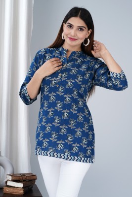 Tanisha Women Printed Straight Kurta(Blue)