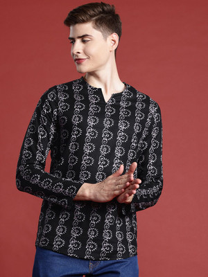 ANOUK Men Printed A-line Kurta(Black)
