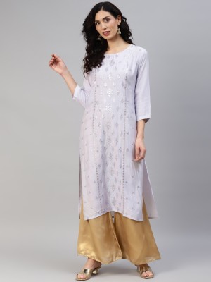 Readiprint Fashions Women Self Design Straight Kurta(Purple)