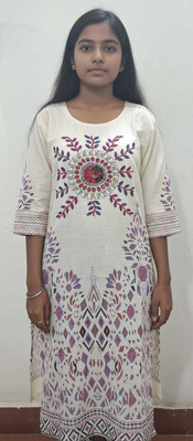 IQRAFAB Women Embroidered, Geometric Print, Abstract A-line Kurta(Multicolor)