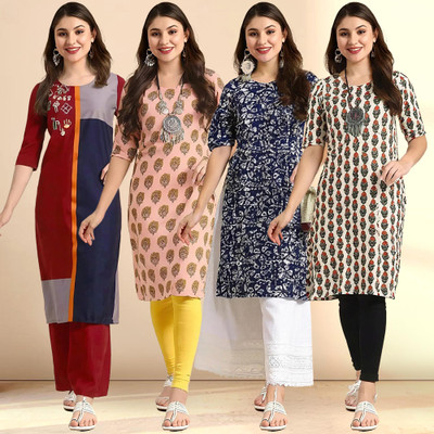 1 Stop Fashion Women Printed Straight Kurta(Multicolor)