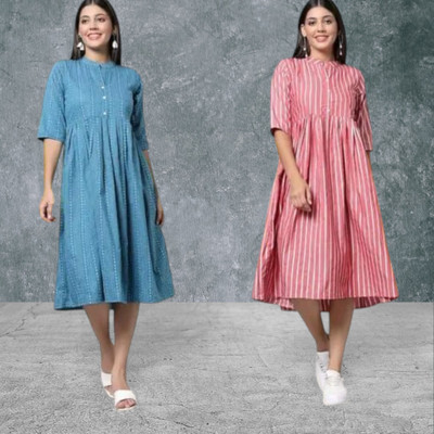Rangrasiya Creationlp Women A-line Multicolor Midi/Calf Length Dress
