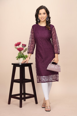 Manthan Creation Women Floral Print A-line Kurta(Blue)