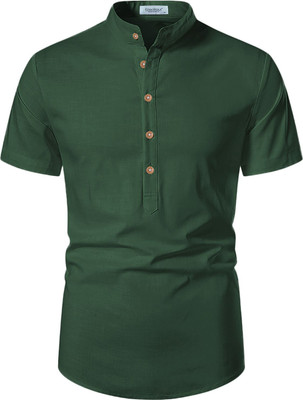 Amrit Trending Men Solid A-line Kurta(Green)