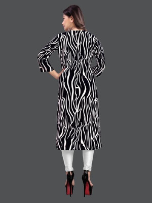 SUMITA SAREE Women Printed Straight Kurta(Black, White)