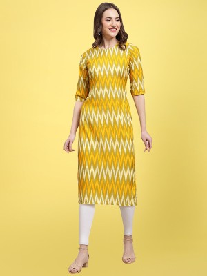 1 Stop Fashion Women Printed Straight Kurta(Yellow, White, Light Green)