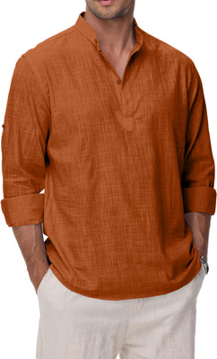 Fifth U Men Solid A-line Kurta(Brown)